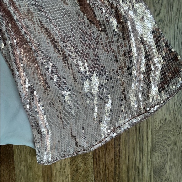 Express‎ Blush Sequins Drapy Midi Dress Women’s Sz M Party Glam Event Wedding - Picture 6 of 11